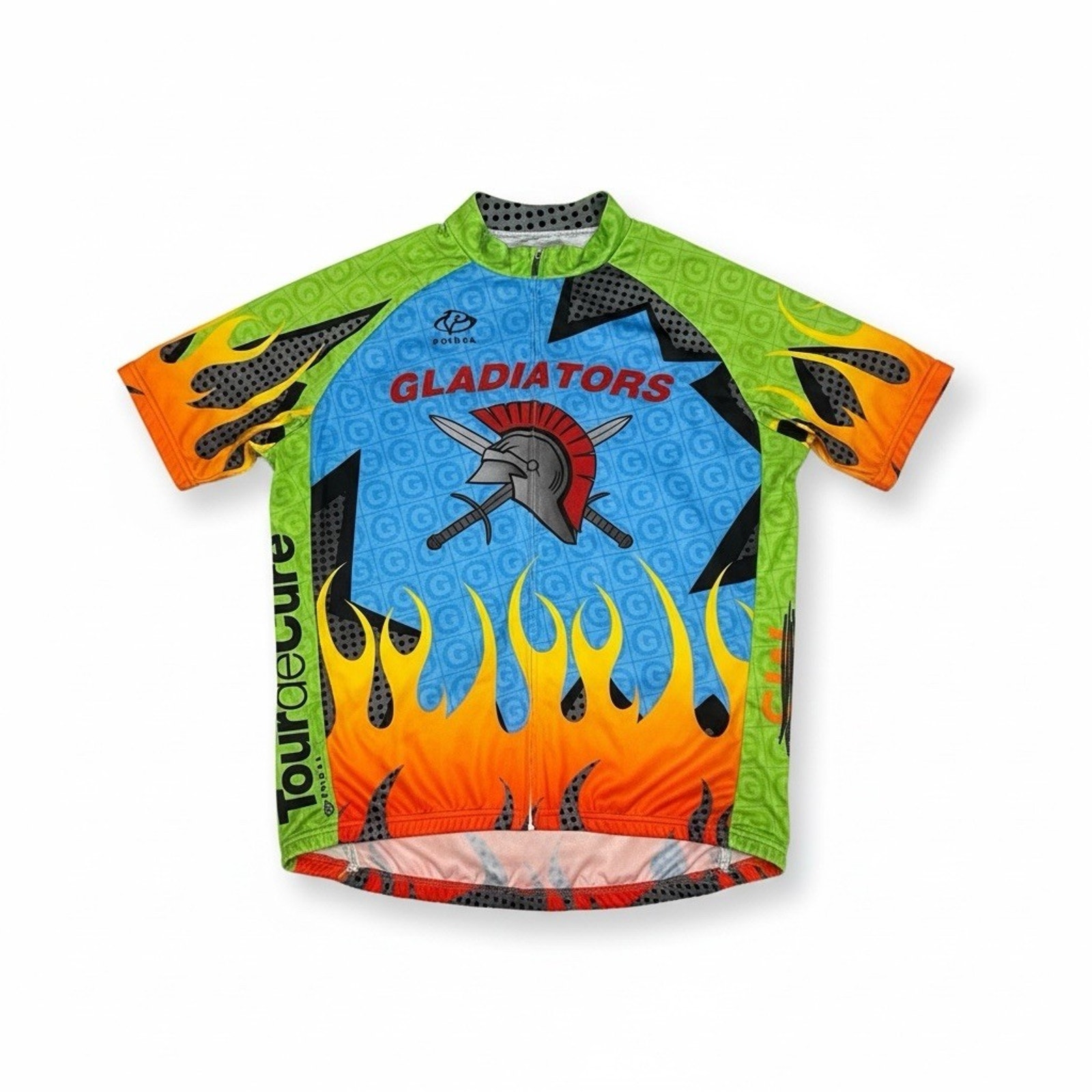 Primal Cycling Jersey Mens L Tour De Cure Gladiators Full Zip Road Racing Biking